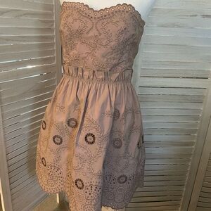 BCBG Max tan empire waisted Lace designed corset topped size 10 dress.